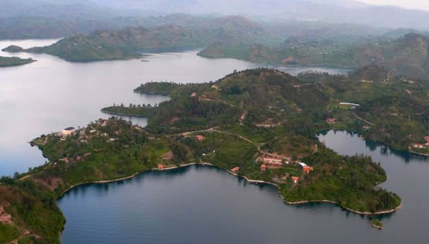 Twin lakes in Rwanda